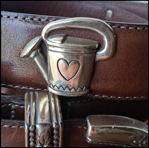 Talbots Vintage Western Brown Leather Belt with Silver Buckle - Picture 2 of 12